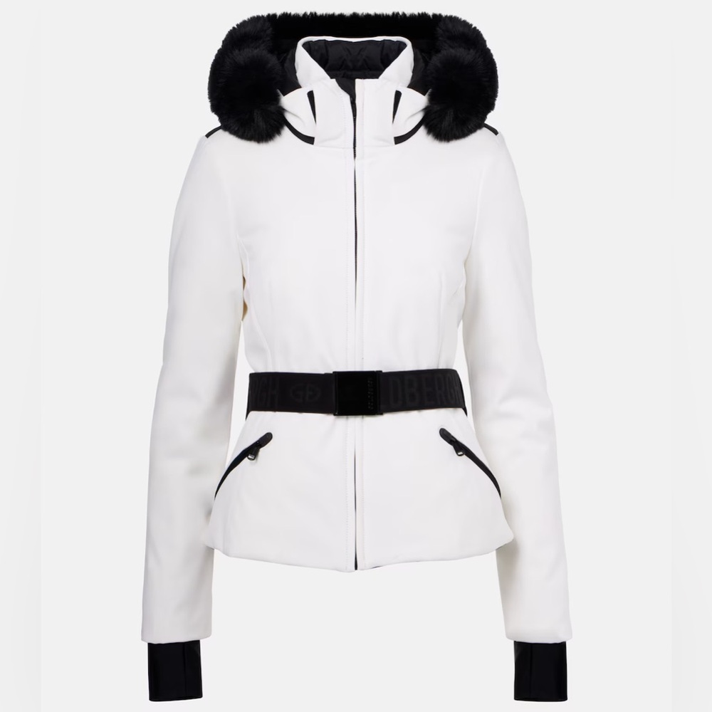 Goldbergh Hida white and black down ski jacket with faux fur trim size 4 XS